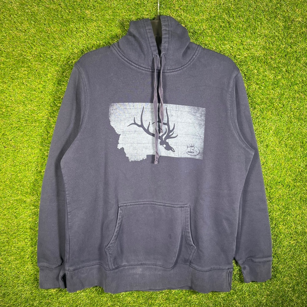 Sport-Tek Womens XL Navy Montana Elk RMEF Graphic Hoodie Sweatshirt